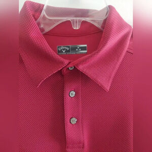 Callaway Golf Polo Shirt Mens size Medium Pink Spotted pattern Preppy